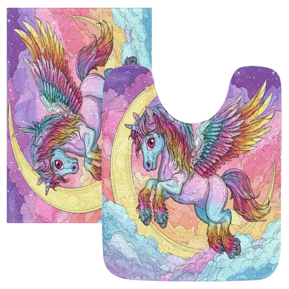 RMDQTR 2PCs Bathroom Rugs Set Plush Toilet Base Mat 16" × 24" Bath Mat and 20" × 24" U Shape Soft Rugs Non Slip Absorbent