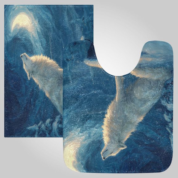RMDQTR 2PCs Bathroom Rugs Set Plush Toilet Base Mat 16" × 24" Bath Mat and 20" × 24" U Shape Soft Rugs Non Slip Absorbent