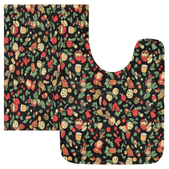 RMDQTR 2PCs Bathroom Rugs Set Plush Toilet Base Mat 16" × 24" Bath Mat and 20" × 24" U Shape Soft Rugs Non Slip Absorbent
