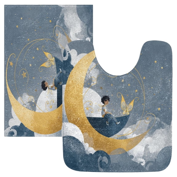 RMDQTR 2PCs Bathroom Rugs Set Plush Toilet Base Mat 16" × 24" Bath Mat and 20" × 24" U Shape Soft Rugs Non Slip Absorbent