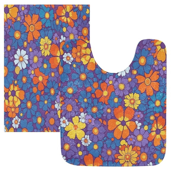 RMDQTR 2PCs Bathroom Rugs Set Plush Toilet Base Mat 16" × 24" Bath Mat and 20" × 24" U Shape Soft Rugs Non Slip Absorbent