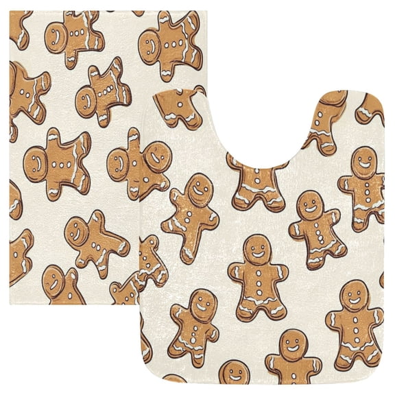 RMDQTR 2PCs Bathroom Rugs Set Plush Toilet Base Mat 16" × 24" Bath Mat and 20" × 24" U Shape Soft Rugs Non Slip Absorbent