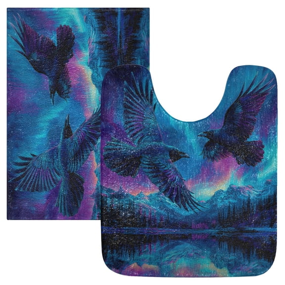 RMDQTR 2PCs Bathroom Rugs Set Plush Toilet Base Mat 16" × 24" Bath Mat and 20" × 24" U Shape Soft Rugs Non Slip Absorbent