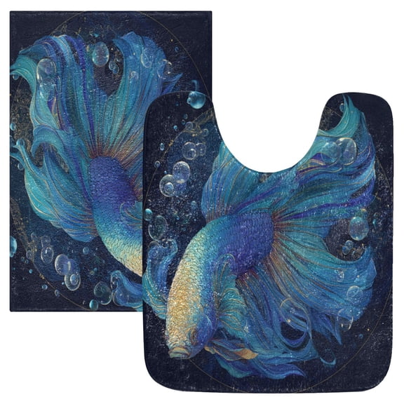 RMDQTR 2PCs Bathroom Rugs Set Plush Toilet Base Mat 16" × 24" Bath Mat and 20" × 24" U Shape Soft Rugs Non Slip Absorbent