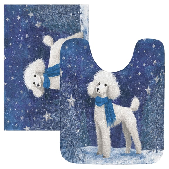 RMDQTR 2PCs Bathroom Rugs Set Plush Toilet Base Mat 16" × 24" Bath Mat and 20" × 24" U Shape Soft Rugs Non Slip Absorbent
