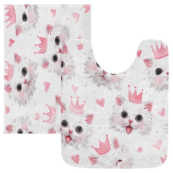 RMDQTR 2PCs Bathroom Rugs Set Plush Toilet Base Mat 16" × 24" Bath Mat and 20" × 24" U Shape Soft Rugs Non Slip Absorbent