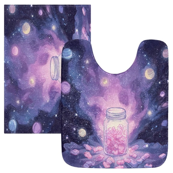 RMDQTR 2PCs Bathroom Rugs Set Plush Toilet Base Mat 16" × 24" Bath Mat and 20" × 24" U Shape Soft Rugs Non Slip Absorbent