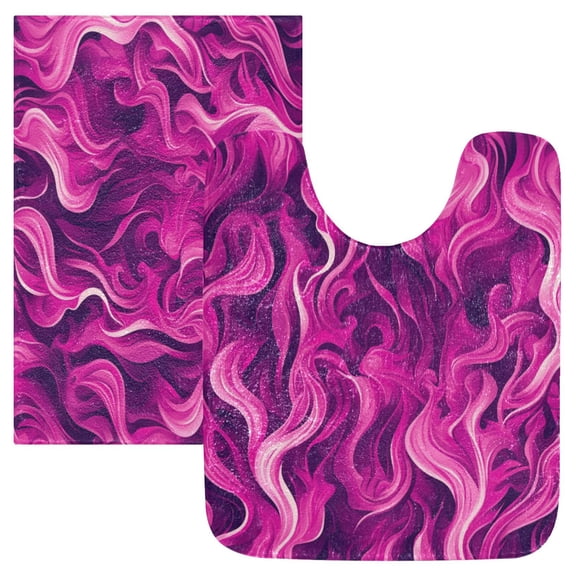 RMDQTR 2PCs Bathroom Rugs Set Plush Toilet Base Mat 16" × 24" Bath Mat and 20" × 24" U Shape Soft Rugs Non Slip Absorbent