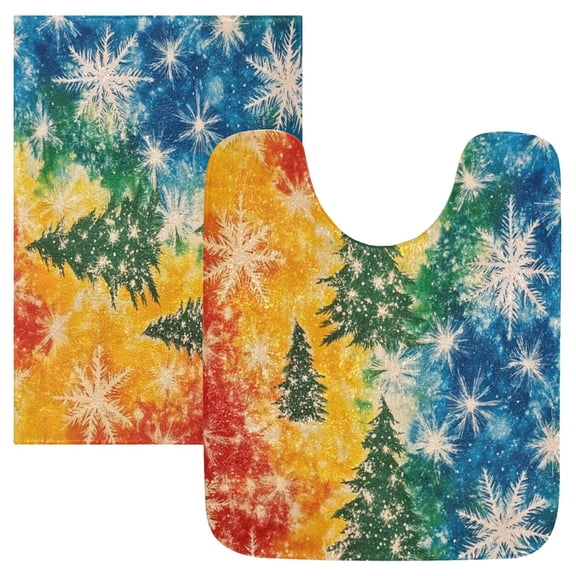 RMDQTR 2PCs Bathroom Rugs Set Plush Toilet Base Mat 16" × 24" Bath Mat and 20" × 24" U Shape Soft Rugs Non Slip Absorbent