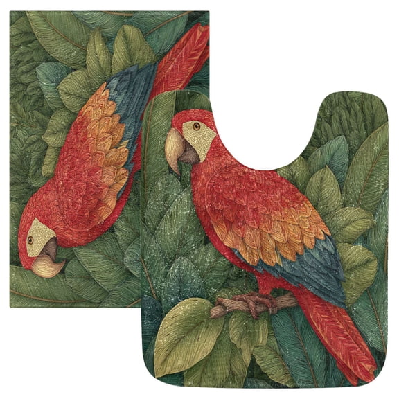RMDQTR 2PCs Bathroom Rugs Set Plush Toilet Base Mat 16" × 24" Bath Mat and 20" × 24" U Shape Soft Rugs Non Slip Absorbent