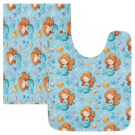 RMDQTR 2PCs Bathroom Rugs Set Plush Toilet Base Mat 16" × 24" Bath Mat and 20" × 24" U Shape Soft Rugs Non Slip Absorbent