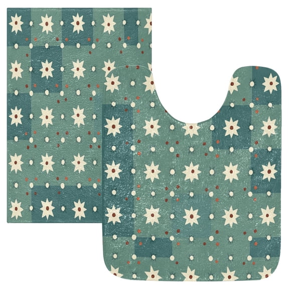 RMDQTR 2PCs Bathroom Rugs Set Plush Toilet Base Mat 16" × 24" Bath Mat and 20" × 24" U Shape Soft Rugs Non Slip Absorbent