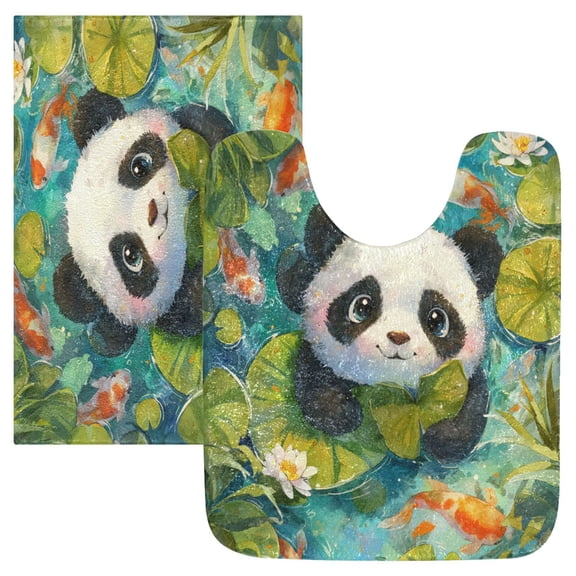 RMDQTR 2PCs Bathroom Rugs Set Plush Toilet Base Mat 16" × 24" Bath Mat and 20" × 24" U Shape Soft Rugs Non Slip Absorbent