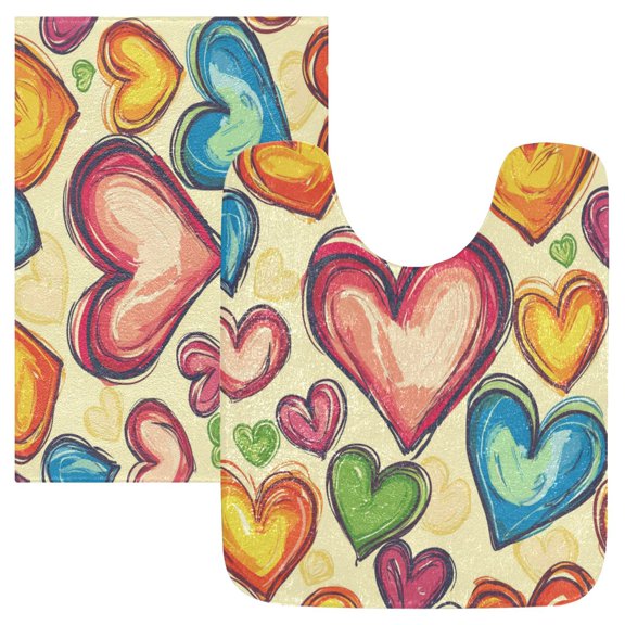 RMDQTR 2PCs Bathroom Rugs Set Plush Toilet Base Mat 16" × 24" Bath Mat and 20" × 24" U Shape Soft Rugs Non Slip Absorbent