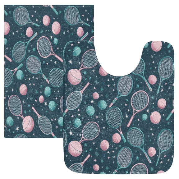 RMDQTR 2PCs Bathroom Rugs Set Plush Toilet Base Mat 16" × 24" Bath Mat and 20" × 24" U Shape Soft Rugs Non Slip Absorbent