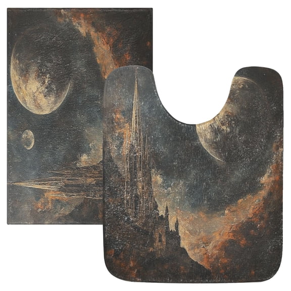 RMDQTR 2PCs Bathroom Rugs Set Plush Toilet Base Mat 16" × 24" Bath Mat and 20" × 24" U Shape Soft Rugs Non Slip Absorbent