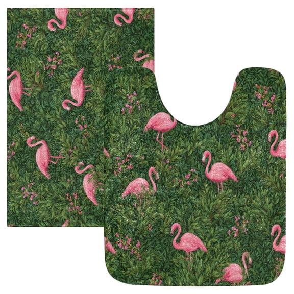RMDQTR 2PCs Bathroom Rugs Set Plush Toilet Base Mat 16" × 24" Bath Mat and 20" × 24" U Shape Soft Rugs Non Slip Absorbent