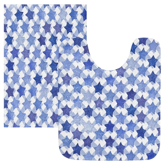 RMDQTR 2PCs Bathroom Rugs Set Plush Toilet Base Mat 16" × 24" Bath Mat and 20" × 24" U Shape Soft Rugs Non Slip Absorbent
