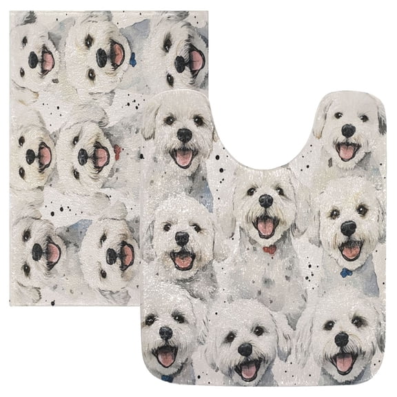 RMDQTR 2PCs Bathroom Rugs Set Plush Toilet Base Mat 16" × 24" Bath Mat and 20" × 24" U Shape Soft Rugs Non Slip Absorbent