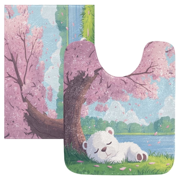 RMDQTR 2PCs Bathroom Rugs Set Plush Toilet Base Mat 16" × 24" Bath Mat and 20" × 24" U Shape Soft Rugs Non Slip Absorbent