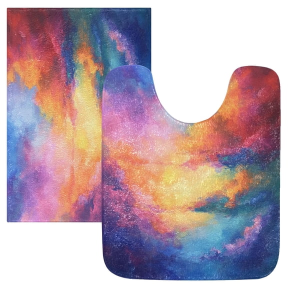 RMDQTR 2PCs Bathroom Rugs Set Plush Toilet Base Mat 16" × 24" Bath Mat and 20" × 24" U Shape Soft Rugs Non Slip Absorbent