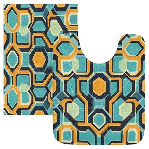 RMDQTR 2PCs Bathroom Rugs Set Plush Toilet Base Mat 16" × 24" Bath Mat and 20" × 24" U Shape Soft Rugs Non Slip Absorbent