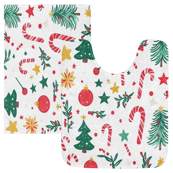 RMDQTR 2PCs Bathroom Rugs Set Plush Toilet Base Mat 16" × 24" Bath Mat and 20" × 24" U Shape Soft Rugs Non Slip Absorbent