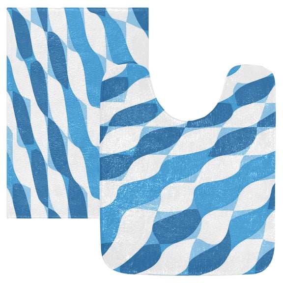 RMDQTR 2PCs Bathroom Rugs Set Plush Toilet Base Mat 16" × 24" Bath Mat and 20" × 24" U Shape Soft Rugs Non Slip Absorbent