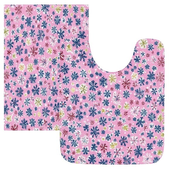 RMDQTR 2PCs Bathroom Rugs Set Plush Toilet Base Mat 16" × 24" Bath Mat and 20" × 24" U Shape Soft Rugs Non Slip Absorbent