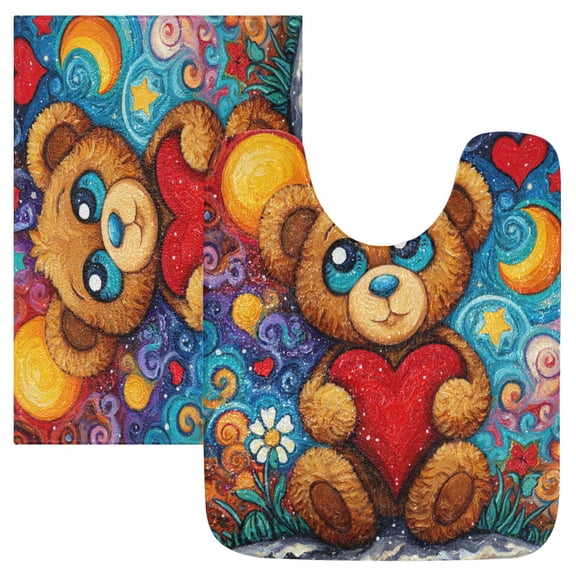 RMDQTR 2PCs Bathroom Rugs Set Plush Toilet Base Mat 16" × 24" Bath Mat and 20" × 24" U Shape Soft Rugs Non Slip Absorbent