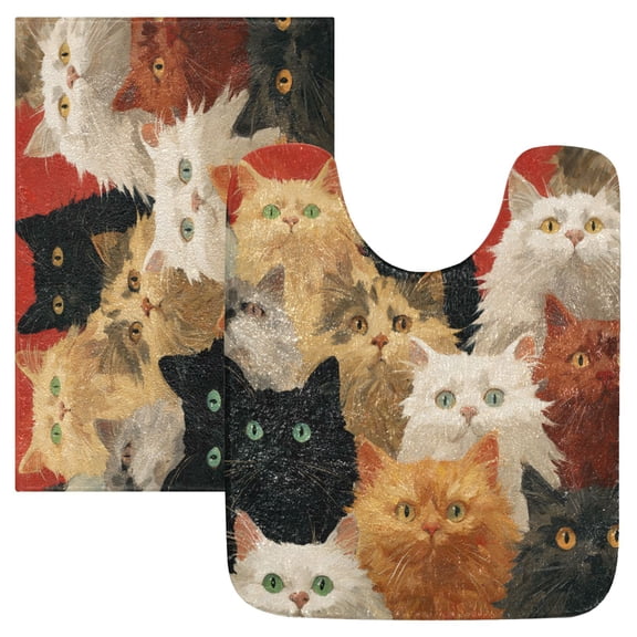 RMDQTR 2PCs Bathroom Rugs Set Plush Toilet Base Mat 16" × 24" Bath Mat and 20" × 24" U Shape Soft Rugs Non Slip Absorbent