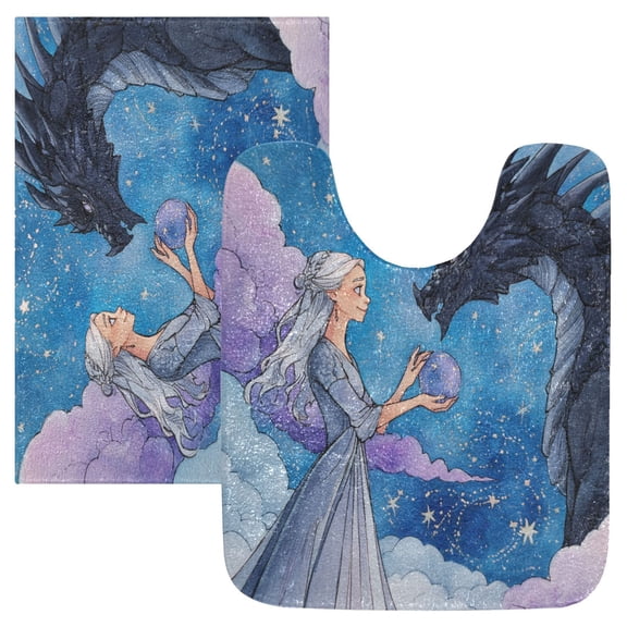 RMDQTR 2PCs Bathroom Rugs Set Plush Toilet Base Mat 16" × 24" Bath Mat and 20" × 24" U Shape Soft Rugs Non Slip Absorbent