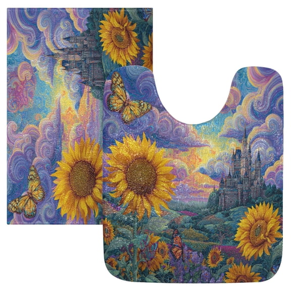 RMDQTR 2PCs Bathroom Rugs Set Plush Toilet Base Mat 16" × 24" Bath Mat and 20" × 24" U Shape Soft Rugs Non Slip Absorbent