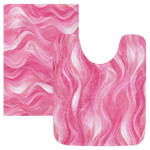 RMDQTR 2PCs Bathroom Rugs Set Plush Toilet Base Mat 16" × 24" Bath Mat and 20" × 24" U Shape Soft Rugs Non Slip Absorbent