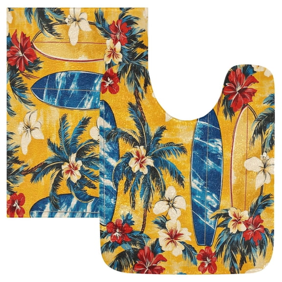 RMDQTR 2PCs Bathroom Rugs Set Plush Toilet Base Mat 16" × 24" Bath Mat and 20" × 24" U Shape Soft Rugs Non Slip Absorbent