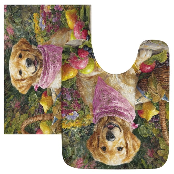 RMDQTR 2PCs Bathroom Rugs Set Plush Toilet Base Mat 16" × 24" Bath Mat and 20" × 24" U Shape Soft Rugs Non Slip Absorbent