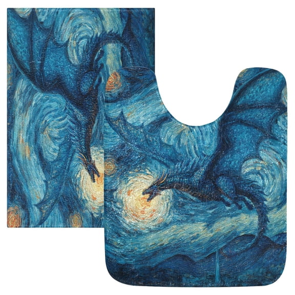 RMDQTR 2PCs Bathroom Rugs Set Plush Toilet Base Mat 16" × 24" Bath Mat and 20" × 24" U Shape Soft Rugs Non Slip Absorbent