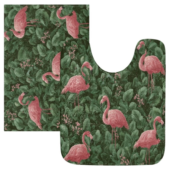 RMDQTR 2PCs Bathroom Rugs Set Plush Toilet Base Mat 16" × 24" Bath Mat and 20" × 24" U Shape Soft Rugs Non Slip Absorbent