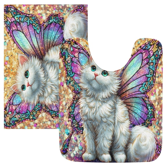 RMDQTR 2PCs Bathroom Rugs Set Plush Toilet Base Mat 16" × 24" Bath Mat and 20" × 24" U Shape Soft Rugs Non Slip Absorbent