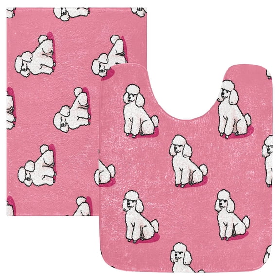 RMDQTR 2PCs Bathroom Rugs Set Plush Toilet Base Mat 16" × 24" Bath Mat and 20" × 24" U Shape Soft Rugs Non Slip Absorbent