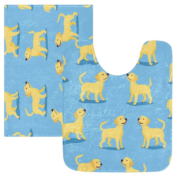 RMDQTR 2PCs Bathroom Rugs Set Plush Toilet Base Mat 16" × 24" Bath Mat and 20" × 24" U Shape Soft Rugs Non Slip Absorbent