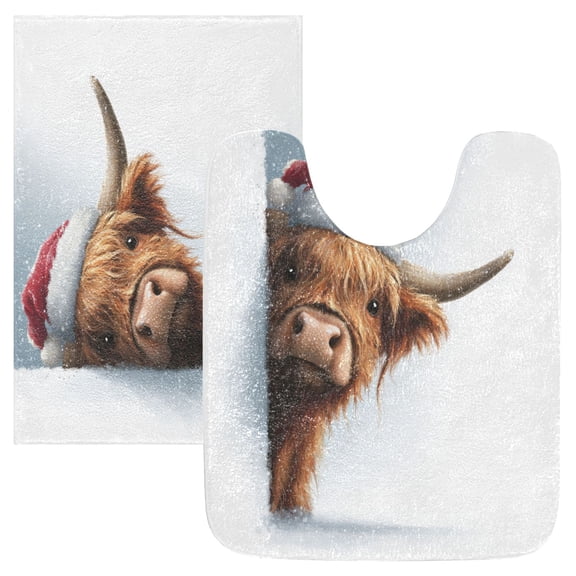 RMDQTR 2PCs Bathroom Rugs Set Plush Toilet Base Mat 16" × 24" Bath Mat and 20" × 24" U Shape Soft Rugs Non Slip Absorbent