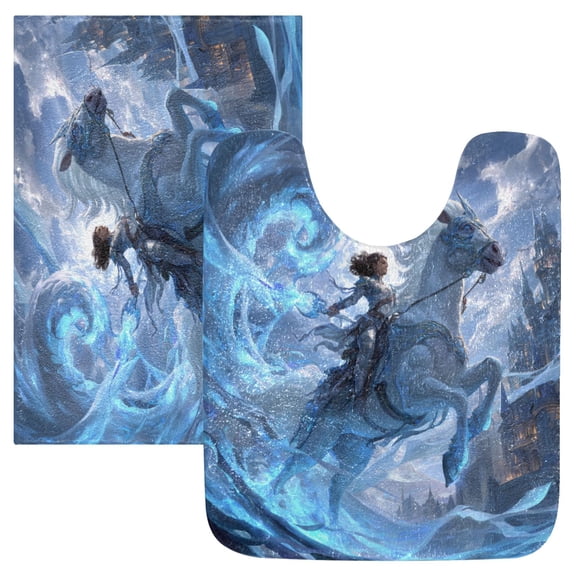 RMDQTR 2PCs Bathroom Rugs Set Plush Toilet Base Mat 16" × 24" Bath Mat and 20" × 24" U Shape Soft Rugs Non Slip Absorbent