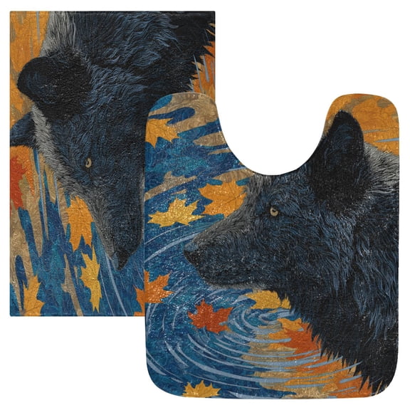 RMDQTR 2PCs Bathroom Rugs Set Plush Toilet Base Mat 16" × 24" Bath Mat and 20" × 24" U Shape Soft Rugs Non Slip Absorbent