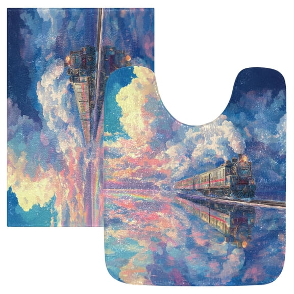 RMDQTR 2PCs Bathroom Rugs Set Plush Toilet Base Mat 16" × 24" Bath Mat and 20" × 24" U Shape Soft Rugs Non Slip Absorbent
