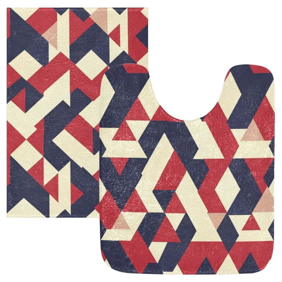 RMDQTR 2PCs Bathroom Rugs Set Plush Toilet Base Mat 16" × 24" Bath Mat and 20" × 24" U Shape Soft Rugs Non Slip Absorbent