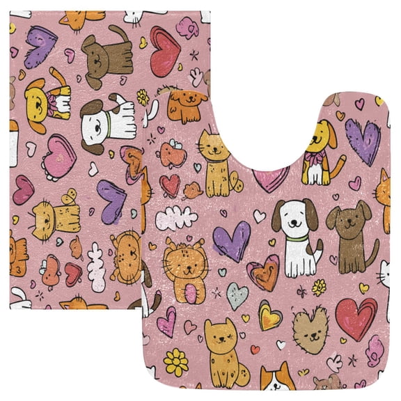 RMDQTR 2PCs Bathroom Rugs Set Plush Toilet Base Mat 16" × 24" Bath Mat and 20" × 24" U Shape Soft Rugs Non Slip Absorbent