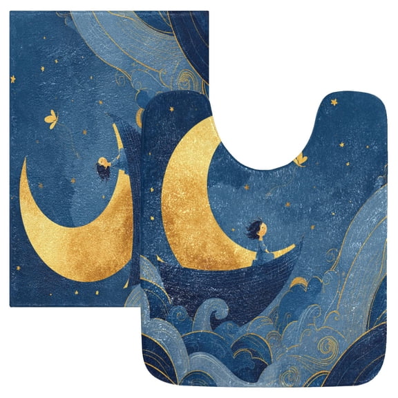 RMDQTR 2PCs Bathroom Rugs Set Plush Toilet Base Mat 16" × 24" Bath Mat and 20" × 24" U Shape Soft Rugs Non Slip Absorbent