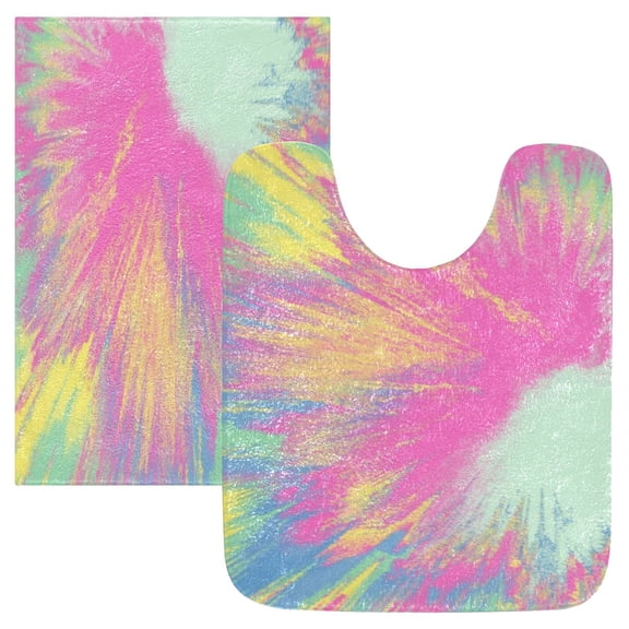 RMDQTR 2PCs Bathroom Rugs Set Plush Toilet Base Mat 16" × 24" Bath Mat and 20" × 24" U Shape Soft Rugs Non Slip Absorbent