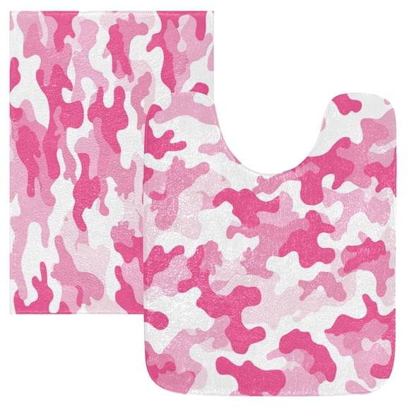 RMDQTR 2PCs Bathroom Rugs Set Plush Toilet Base Mat 16" × 24" Bath Mat and 20" × 24" U Shape Soft Rugs Non Slip Absorbent